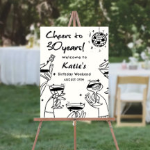 Retro Hand Drawn 30th Birthday