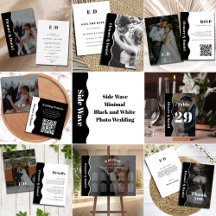 Side Wave Minimal Black and White Photo Wedding