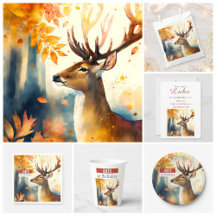 Fall Watercolor Deer - Kids Birthday Party