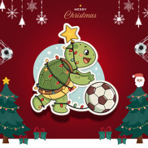 Christmas Turtle with Soccer Ball