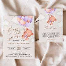 Baby Bear and Purple Balloons Birthday Collection