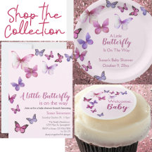Pink and Purple A Little Butterfly Baby Shower