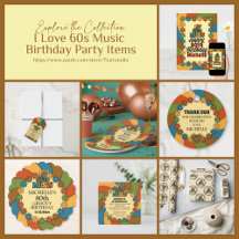 I Love 60s Music Retro Color Birthday Party Items