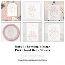 Baby Is Brewing Vintage Pink Floral Baby Shower