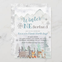Winter 1st Birthday Invitation Collection 
