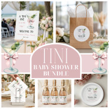 Retro A Tini One Martini Pink Bow Girl Baby Shower