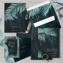 Jewel Palm Leaf Wedding Teal