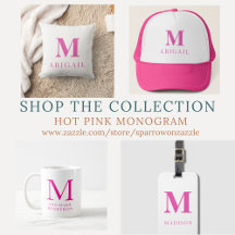 Hot Pink Custon Monogram Name Gifts