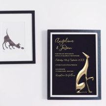 Modern Elegant Gold Greyhound Dog Wedding