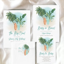 Tropical beach Baby on board surf baby shower 