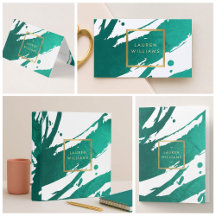 Abstract Emerald Green Brushstrokes Business Suite