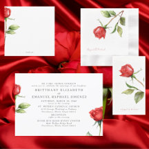 Red Watercolor Rose Wedding Suite
