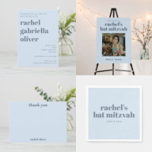 Soft Blue Bold Typography Bat Mitzvah Collection