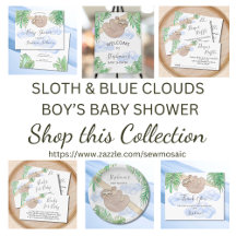 Sloth & Blue Clouds Boy's Baby Shower Collection