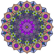 ma - 12 Petals - VioletPeach Pink Green