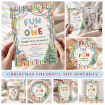 Oh What Fun Christmas Colorful Boy Birthday