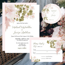 Elegant BOHO Pink Wedding Invitation Collection