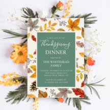 Happy Thanksgiving Leaf Pattern with Green