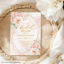 Pastel Blush Pink Gold Floral Bridal Shower 206W
