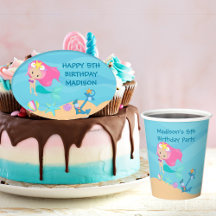 Cute Mermaid Girl Beach Kids Birthday Party