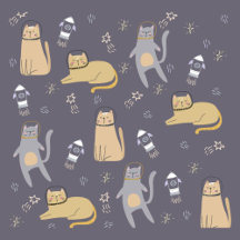 Cat in Space Seamless Pattern