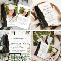 Chic Black Gold Agate Graduation Suite