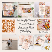 Butterfly Pearl Heart Floral Serenity Rose Wedding