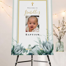 Elegant Sage Green Gold Floral Baptism Collection