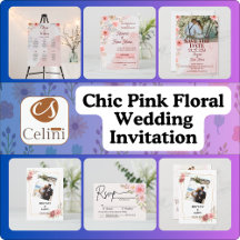 Chic Pink Floral Wedding Invitation