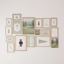 Vintage Sage Green Golf Nursery Wall Collection