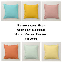 Retro 1950s Vintage Color MCM Throw Pillows