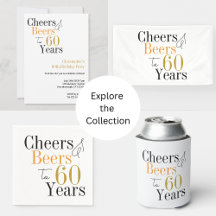 60th Birthday Party Cheers and Beers Minimal Party