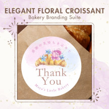 Elegant Floral Croissant Bakery Branding Suite