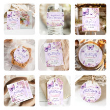 Purple and Gold Floral Butterfly Collection