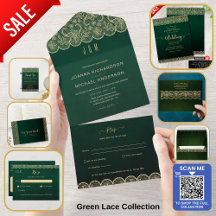 Emerald Green Gold Lace Wedding Collection