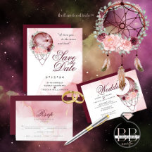 WEDDING   BOHO Watercolor Dusty Rose Celestial 