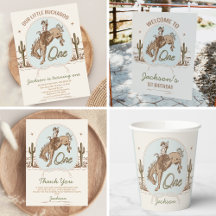 Vintage Blue Western Little Buckaroo 1st Birthday 