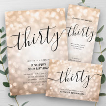 Rose Gold Glitter Lights 30th Birthday Party Set