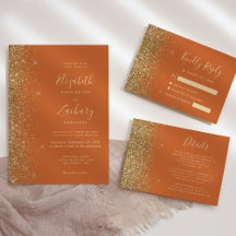 Gold Glitter Edge Burnt Orange Wedding Suite