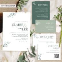 Modern Elegant Typography Green Wedding