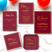 Elegant Chic Burgundy And Gold Birthday Collection
