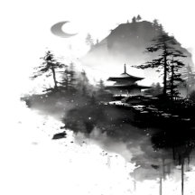 Japanese Ink Wash Zen Pagoda Collection
