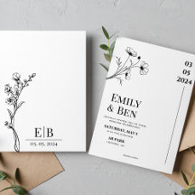 Minimalist floral line drawing Wedding