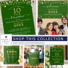 Class Reunion Green Invitations & Party Supplies
