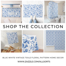 Blue White Vintage Floral Toile Pattern Home Decor