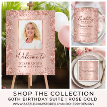 60th Birthday Rose Gold Foil and Glitter