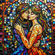 Beautiful Ai Illustration of Two Women Embracing