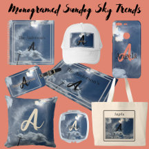 Personalized Monogram Blue Sky Rainbow Clouds