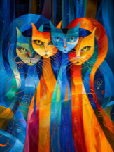 Playful Abstract Cat Portraits in Modern Artistic 