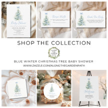 Blue Winter Christmas Tree Baby Shower